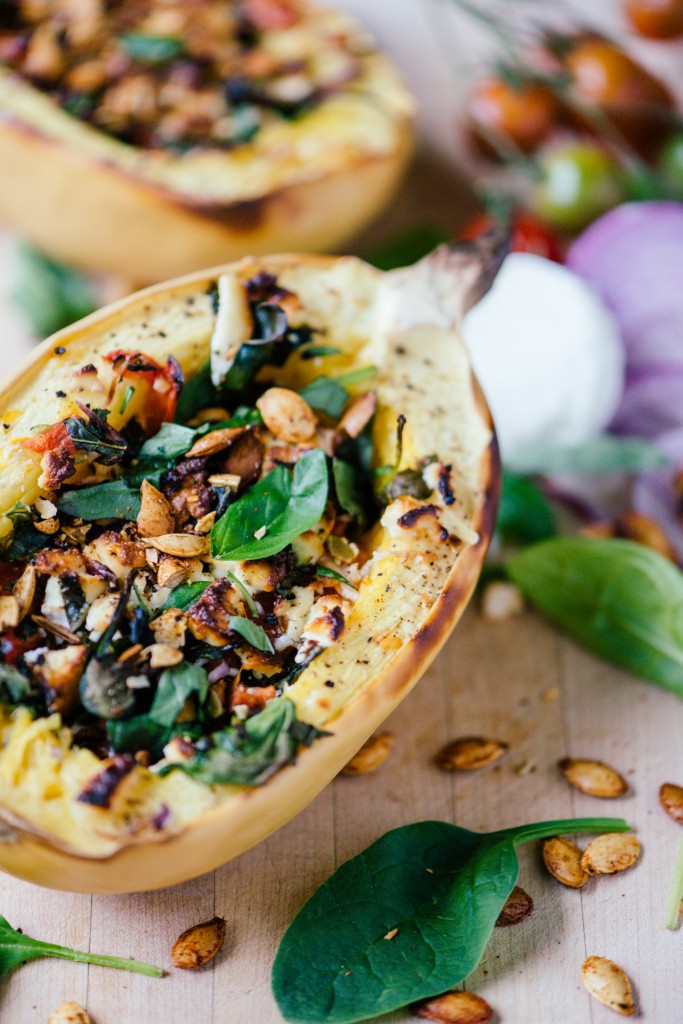 Spinach, Tomato & Goat Cheese Stuffed Spaghetti Squash | BS' in the Kitchen